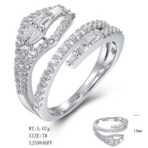 SJ59846, Ladies' Moissanite Ring, S925, Rhodium Plated, White, 4.37g