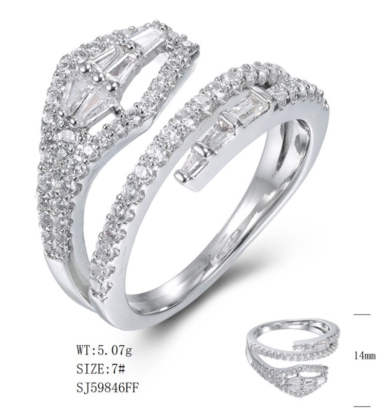 SJ59846, Ladies' Moissanite Ring, S925, Rhodium Plated, White, 4.37g