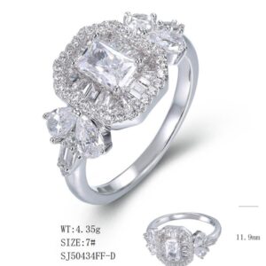 SJ50434, Ladies' Moissanite Ring, S925, Rhodium Plated, White, 4.14g