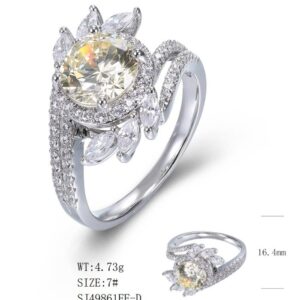 SJ49861, Ladies' Moissanite Ring, S925, Rhodium Plated, White, 4.44g