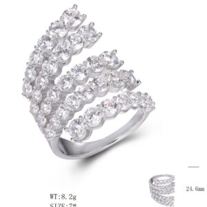 SJ48998, Ladies' Moissanite Ring, S925, Rhodium Plated, White, 9.11g