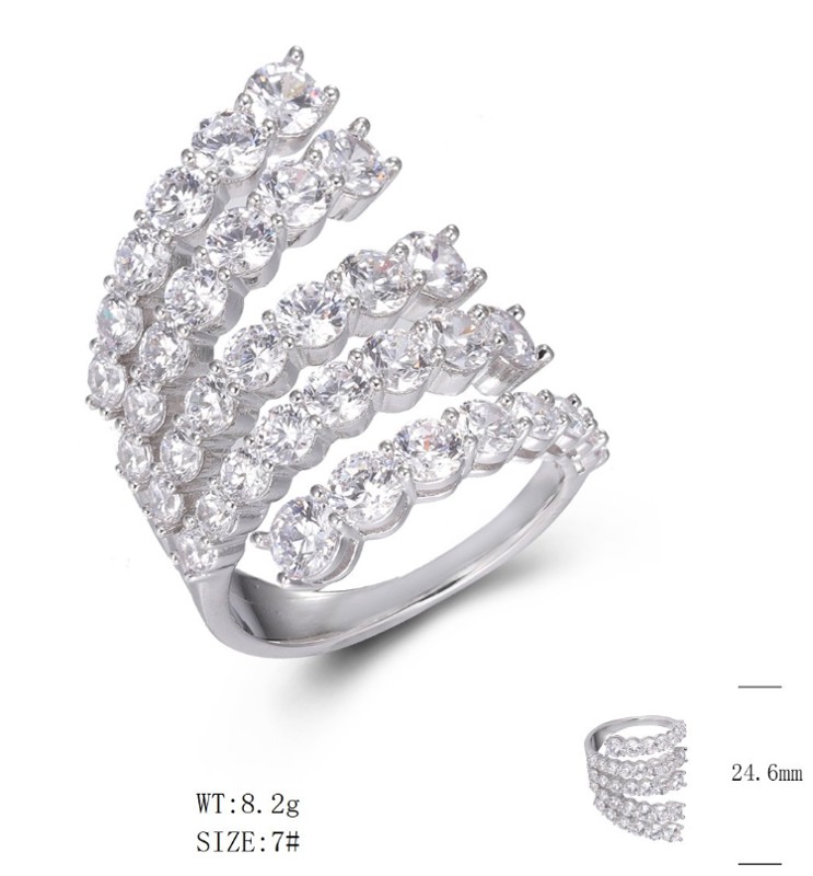 SJ48998, Ladies' Moissanite Ring, S925, Rhodium Plated, White, 9.11g