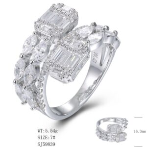 SJ59839, Ladies' Moissanite Ring, S925, Rhodium Plated, White, 5.47g