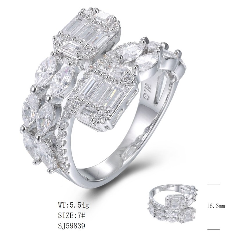 SJ59839, Ladies' Moissanite Ring, S925, Rhodium Plated, White, 5.47g