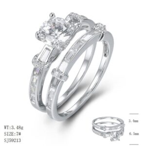 SJ59213, Ladies' Moissanite Ring, S925, Rhodium Plated, White, 4.22g