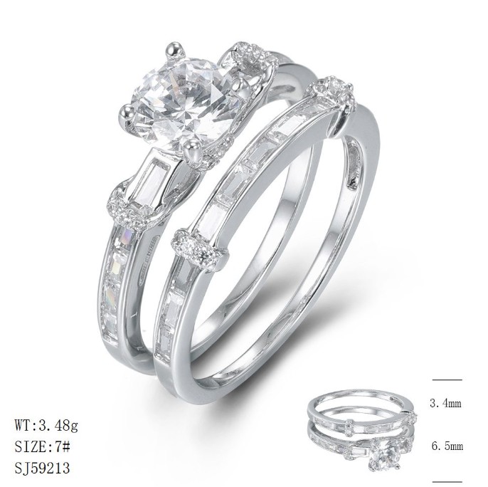SJ59213, Ladies' Moissanite Ring, S925, Rhodium Plated, White, 4.22g