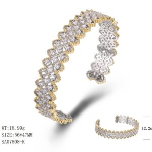 SA07808, Ladies' Moissanite Ring, S925, Rhodium + Gold Plated, White, 18g