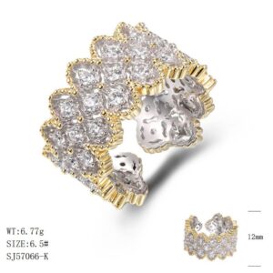 SJ57066, Ladies' Moissanite Ring, S925, Rhodium + Gold Plated, White, 5.77g