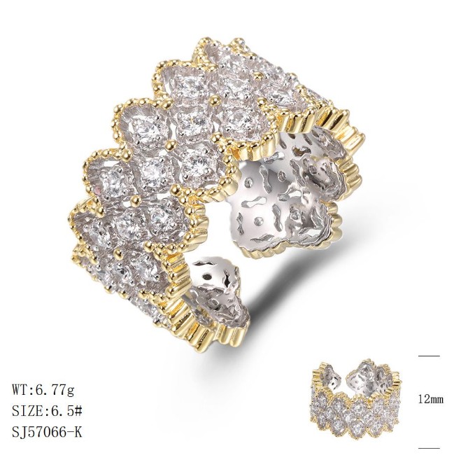 SJ57066, Ladies' Moissanite Ring, S925, Rhodium + Gold Plated, White, 5.77g