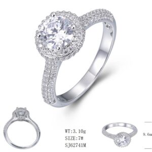 SJ62741, Ladies' Moissanite Ring, S925, Rhodium Plated, White, 2.98g