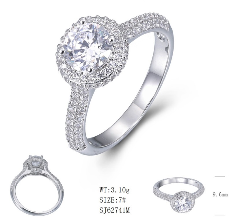 SJ62741, Ladies' Moissanite Ring, S925, Rhodium Plated, White, 2.98g