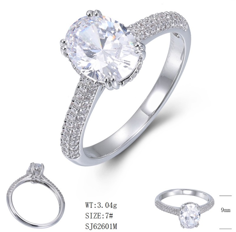 SJ62601, Ladies' Moissanite Ring, S925, Rhodium Plated, White, 2.84g
