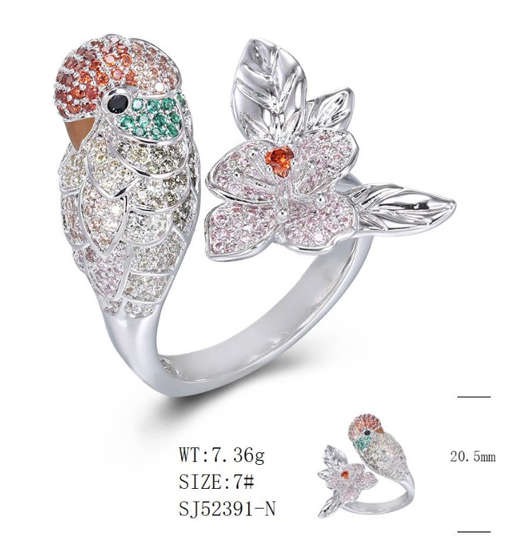 SJ52391, Ladies' Moissanite Ring, S925, Rhodium Plated, White, 7.94g