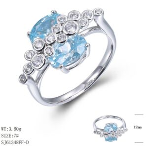 SJ61348, Ladies' Moissanite Ring, S925, Rhodium Plated, White, 3.44g