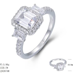 SJ62674, Ladies' Moissanite Ring, S925, Rhodium Plated, White, 3.84g