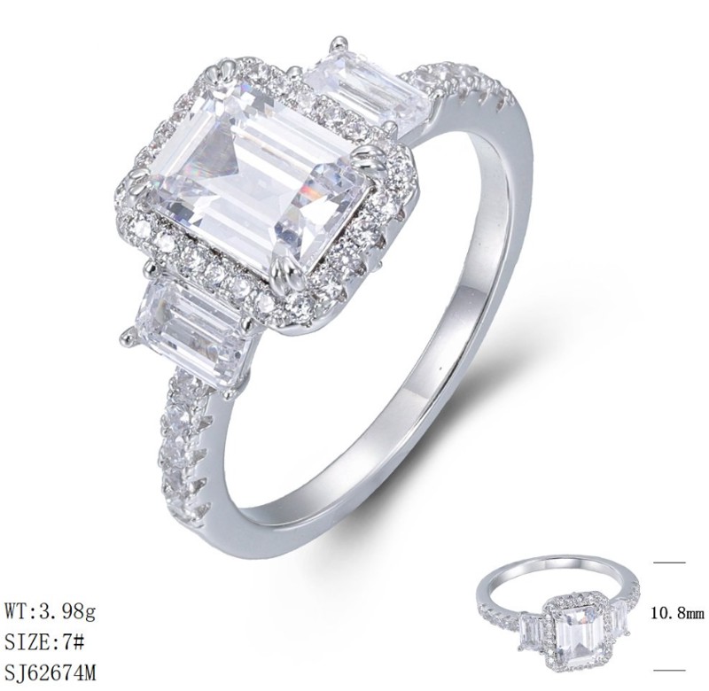 SJ62674, Ladies' Moissanite Ring, S925, Rhodium Plated, White, 3.84g