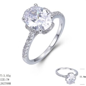 SJ62708, Ladies' Moissanite Ring, S925, Rhodium Plated, White, 15.901g