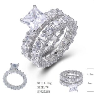 SJ62726, Ladies' Moissanite Ring, S925, Rhodium Plated, White, 12.66g
