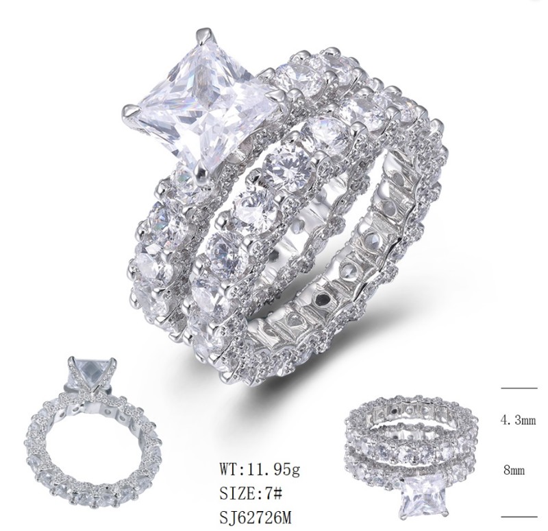 SJ62726, Ladies' Moissanite Ring, S925, Rhodium Plated, White, 12.66g