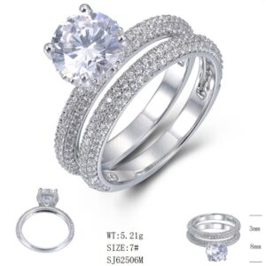 SJ62506, Ladies' Moissanite Ring, S925, Rhodium Plated, White, 4.77g
