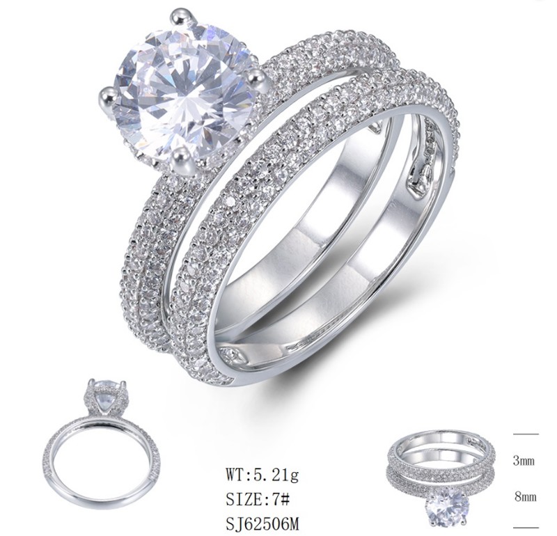 SJ62506, Ladies' Moissanite Ring, S925, Rhodium Plated, White, 4.77g