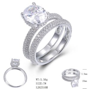 SJ62516, Ladies' Moissanite Ring, S925, Rhodium Plated, White, 5.23g