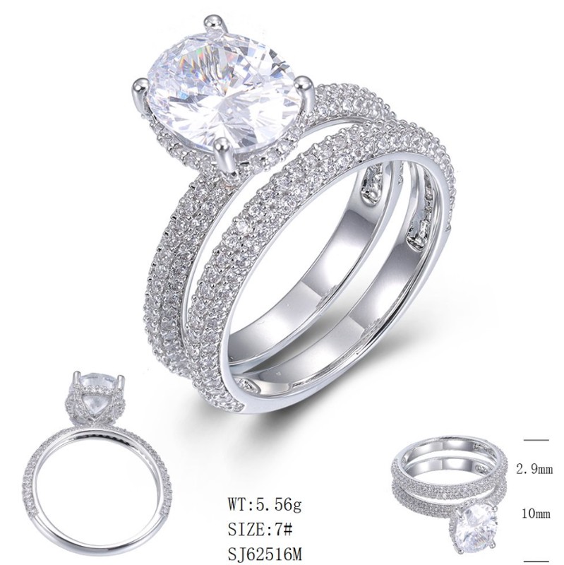 SJ62516, Ladies' Moissanite Ring, S925, Rhodium Plated, White, 5.23g