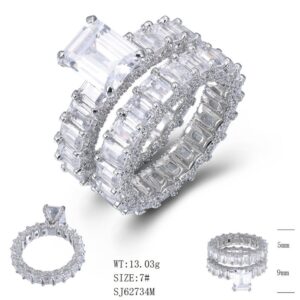 SJ62734, Ladies' Moissanite Ring, S925, Rhodium Plated, White, 7.43g