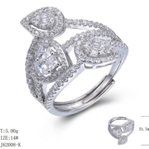 SJ62008, Ladies' Moissanite Ring, S925, Rhodium Plated, White, 4.99g