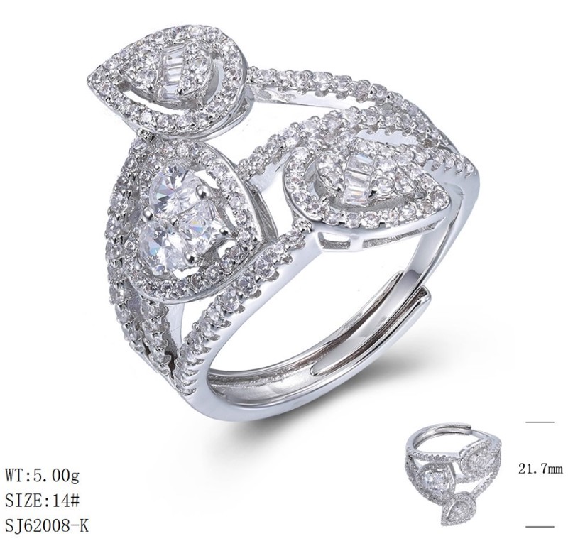 SJ62008, Ladies' Moissanite Ring, S925, Rhodium Plated, White, 4.99g