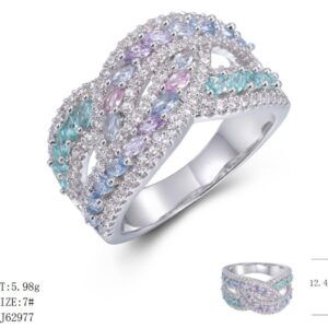 SJ62977, Ladies' Moissanite Ring, S925, Rhodium Plated, White, 5.99g