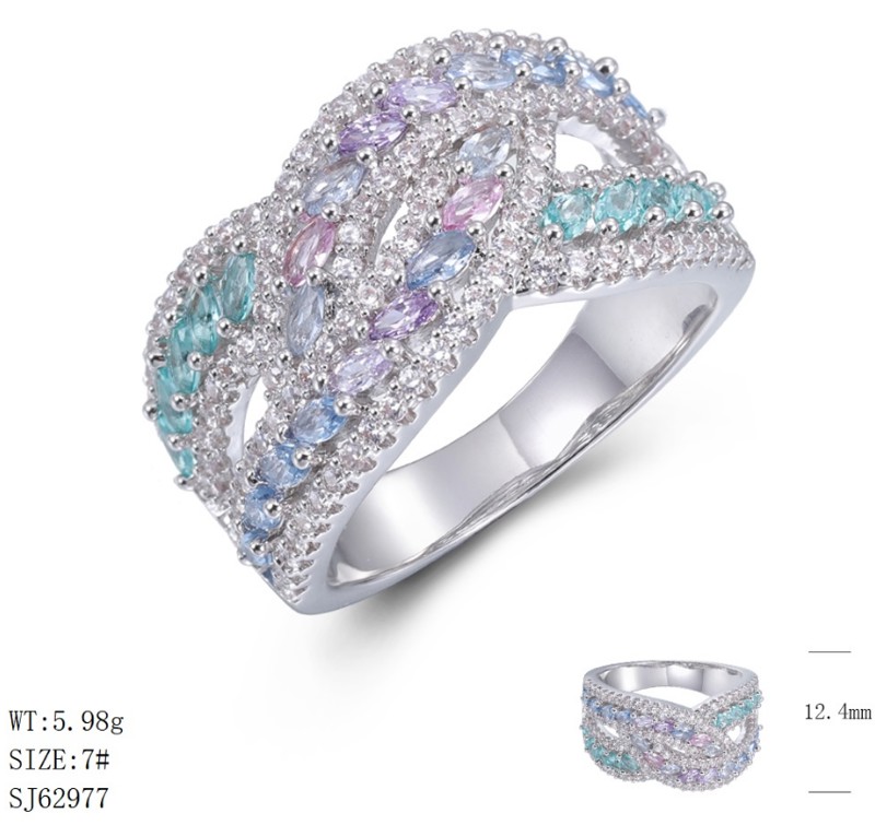 SJ62977, Ladies' Moissanite Ring, S925, Rhodium Plated, White, 5.99g