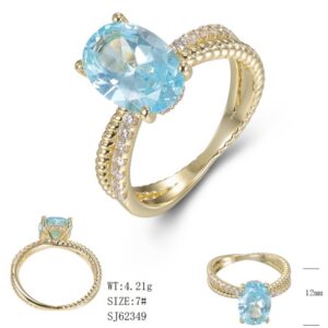 SJ62349, Ladies' Moissanite Ring, S925, Rhodium Plated, White, 4.3g