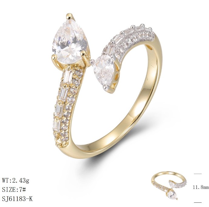 SJ61183, Ladies' Moissanite Ring, S925, Rhodium Plated, White, 2.42g