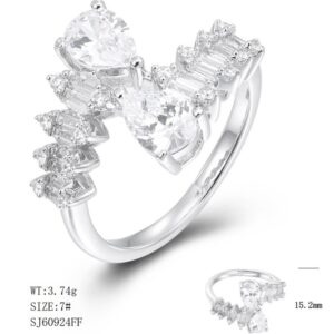 SJ60924, Ladies' Moissanite Ring, S925, Rhodium Plated, White, 3.62g