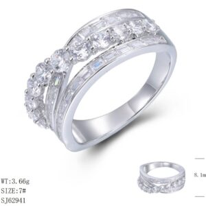 SJ62941, Ladies' Moissanite Ring, S925, Rhodium Plated, White, 3.46g