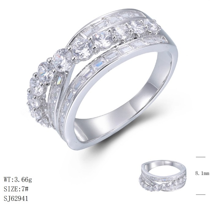 SJ62941, Ladies' Moissanite Ring, S925, Rhodium Plated, White, 3.46g