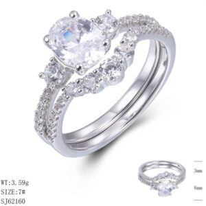 SJ62160, Ladies' Moissanite Ring, S925, Rhodium Plated, White, 3.24g