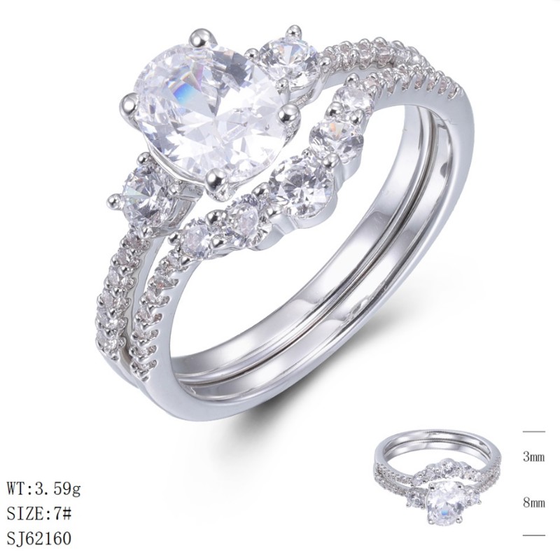 SJ62160, Ladies' Moissanite Ring, S925, Rhodium Plated, White, 3.24g
