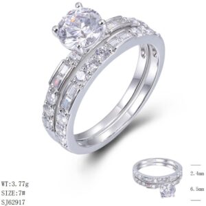 SJ62917, Ladies' Moissanite Ring, S925, Rhodium Plated, White, 3.36g