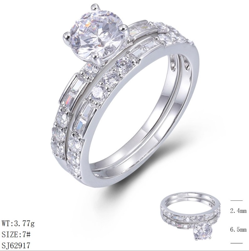 SJ62917, Ladies' Moissanite Ring, S925, Rhodium Plated, White, 3.36g