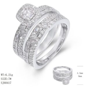 SJ60417, Ladies' Moissanite Ring, S925, Rhodium Plated, White, 6.2g