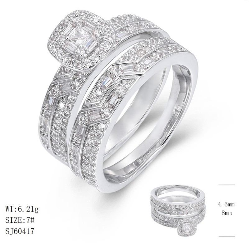 SJ60417, Ladies' Moissanite Ring, S925, Rhodium Plated, White, 6.2g