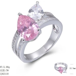 SJ62110, Ladies' Moissanite Ring, S925, Rhodium Plated, White, 4.94g