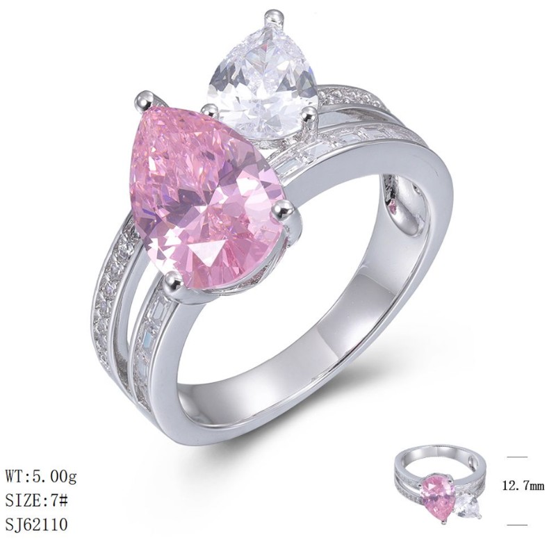 SJ62110, Ladies' Moissanite Ring, S925, Rhodium Plated, White, 4.94g