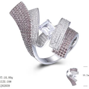 SJ62039, Ladies' Moissanite Ring, S925, Rhodium Plated, White, 11.34g