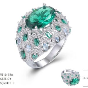 SJ59418, Ladies' Moissanite Ring, S925, Rhodium Plated, White, 9.02g