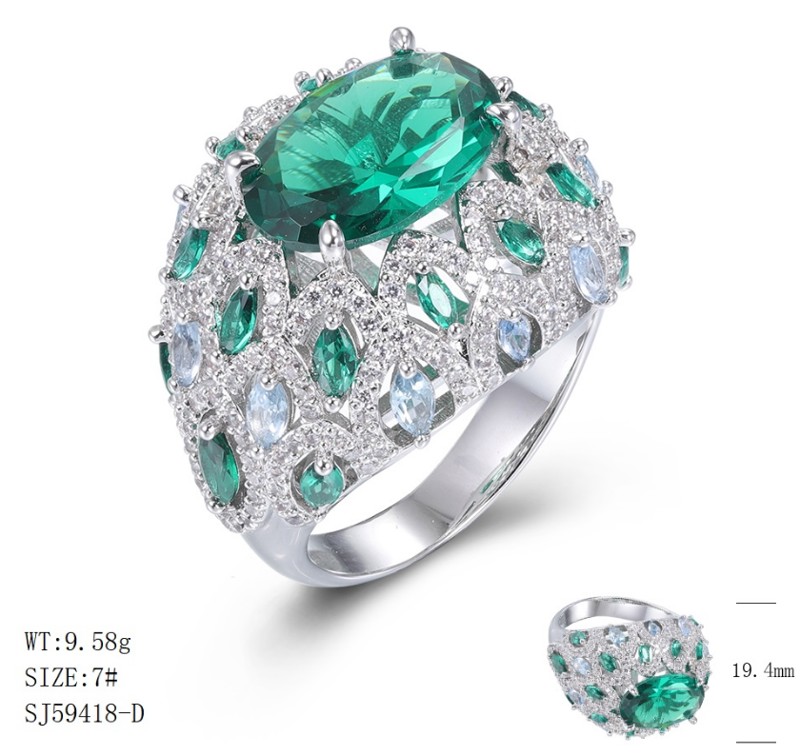 SJ59418, Ladies' Moissanite Ring, S925, Rhodium Plated, White, 9.02g