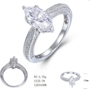 SJ63436, Ladies' Moissanite Ring, S925, Rhodium Plated, White, 3.95g