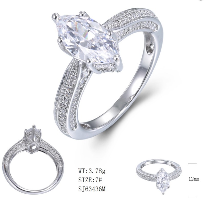 SJ63436, Ladies' Moissanite Ring, S925, Rhodium Plated, White, 3.95g